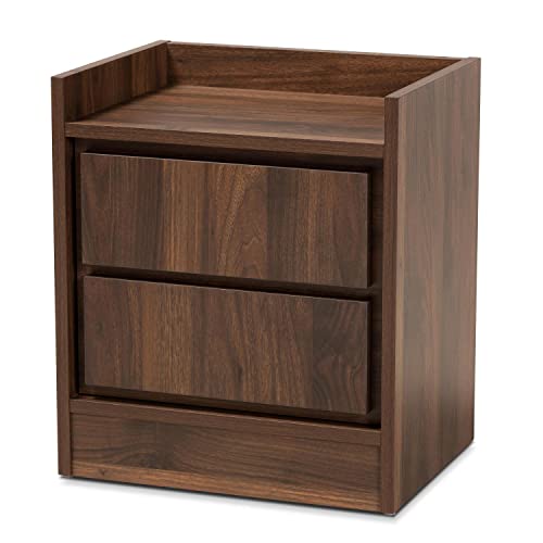 Baxton Studio Hale Modern And Contemporary Walnut Brown Finished Wood 2-Drawer Nightstand